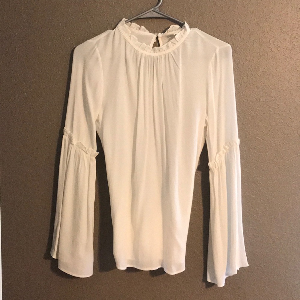 White bell sleeve blouse